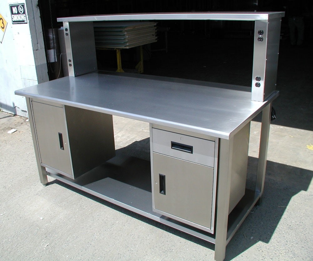 SS Bench with riser cabinets drawer