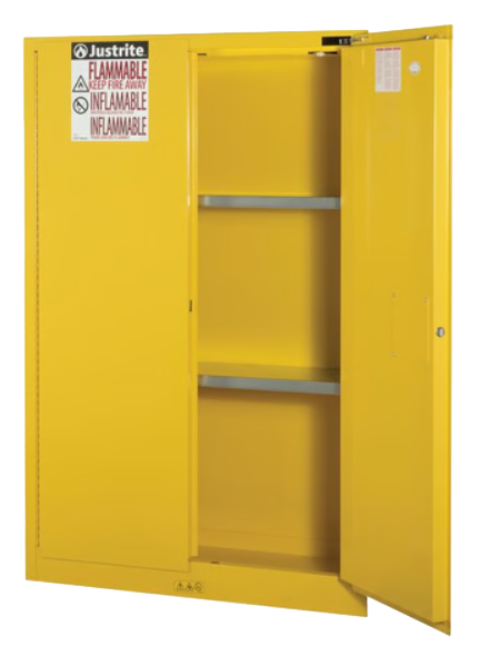 45 Gallon, 2 Shelves, 2 Doors, Self Close, Flammable Cabinet, Sure-Grip® EX, Yellow