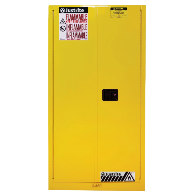 60 Gallon, 2 Shelves, 2 Doors, Self Close, Flammable Cabinet, Sure-Grip® EX, Yellow