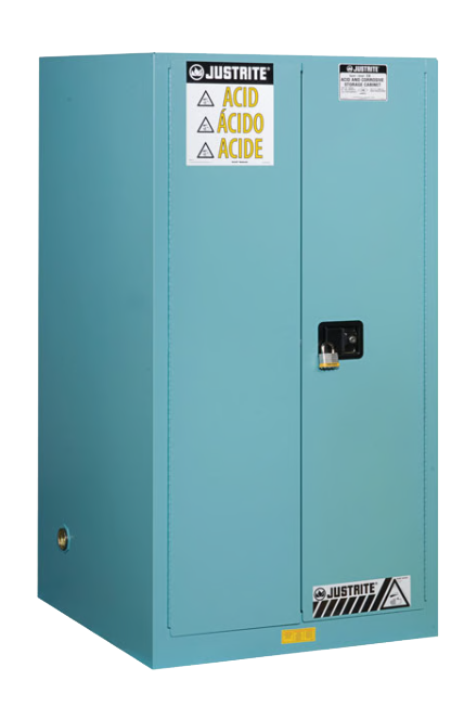 60 Gallon, 2 Shelves, 2 Doors, Self Close, Corrosives/Acid Steel Safety Cabinet, Sure-Grip® EX, Blue