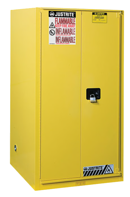 60 Gallon, 2 Shelves, 1 Bi-Fold Self Close Door, Flammable Cabinet, Sure-Grip® EX, Yellow