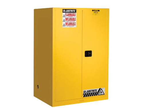 90 Gallon, 2 Shelves, 2 Doors, Self Close, Flammable Cabinet, Sure-Grip® EX, Yellow