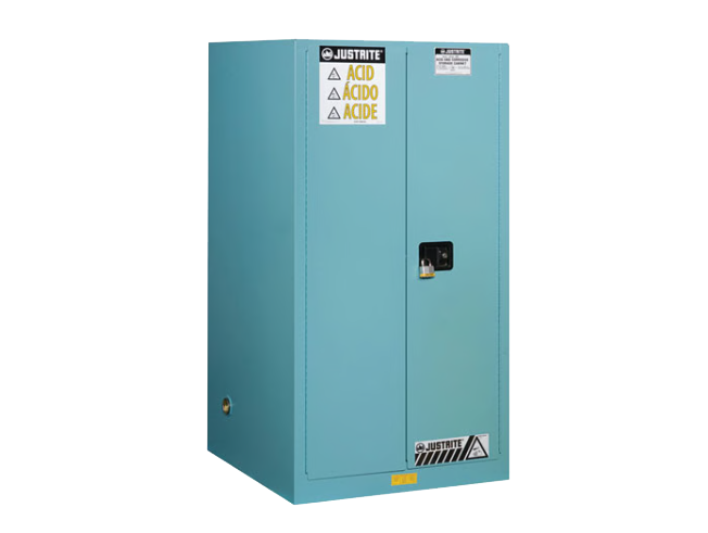 90 Gallon, 2 Shelves, 2 Doors, Self Close, Corrosives/Acid Steel Safety Cabinet, Sure-Grip® EX, Blue